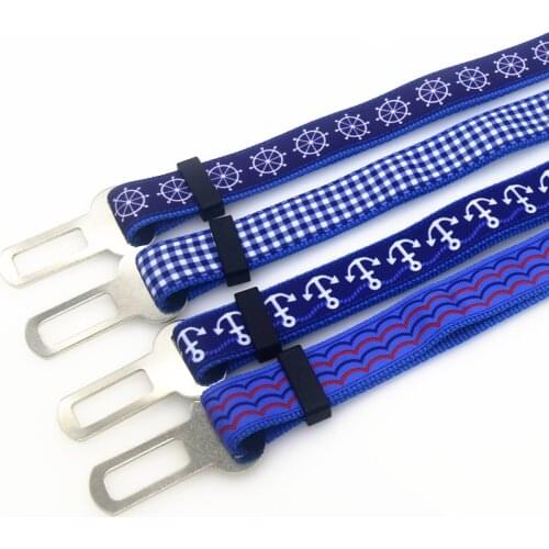 DHK 1'' 25mm Dog Seat Belt Navy Plaid Grid Pattern Personalized High Quality Ribbons Adjustable Dog Car Seat Belts E1984