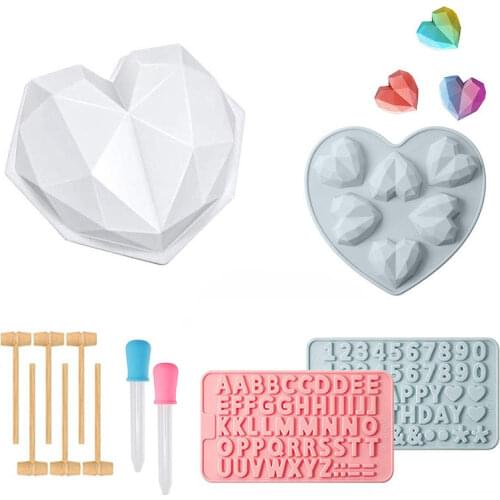 Pink Jelly Fondant Cake Decoration Silicone Mold Bakeware English Number Alphabet Love Chocolate Tools Cookies Cakes Model