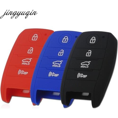 Jingyuqin Silicone Cover fit for KIA K3 K5 Forte Sorento Optima Rio Carens Cerato Smart Key Case Fob 4 Buttons