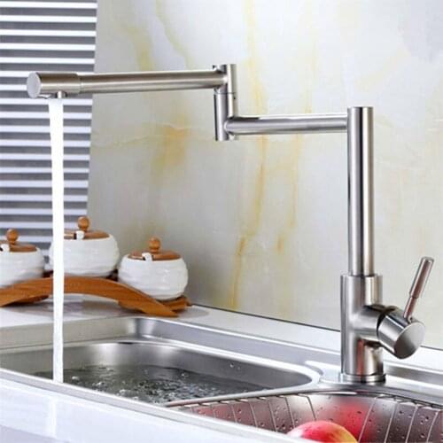 JMKWS Deck Mounted Kitchen Faucet Single Handle Kitchen Faucets Folding Vessel Sink Mixer Stainless Steel Flexible Water Taps
