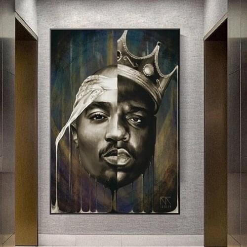 Modern Portrait of Big and Tupac Canvas Paintings on The Wall Posters and Prints 2Pac Wall Art Canvas Pictures Home Decoration