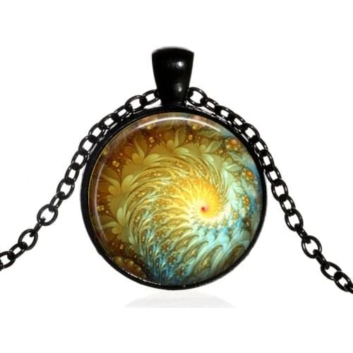Spiral Pendant Fractal Necklaces Pendants Flourish Swirls Glass Dome Necklace Sacred Geometry Art Picture Jewelry Gift