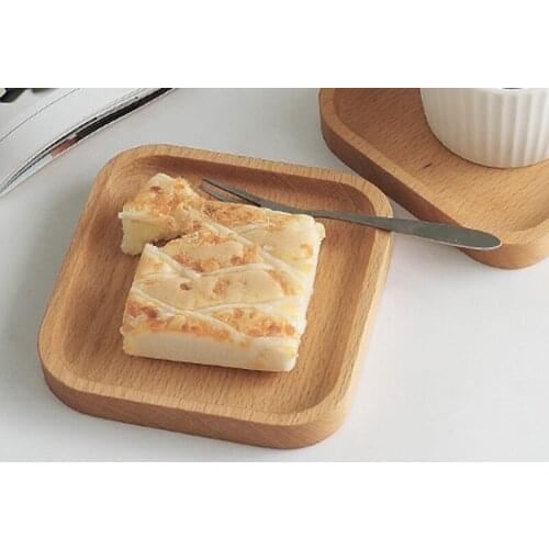 Japanese beech wooden dish tray dessert tray cup tray dessert tray solid wood unpainted storage tray dinner plate