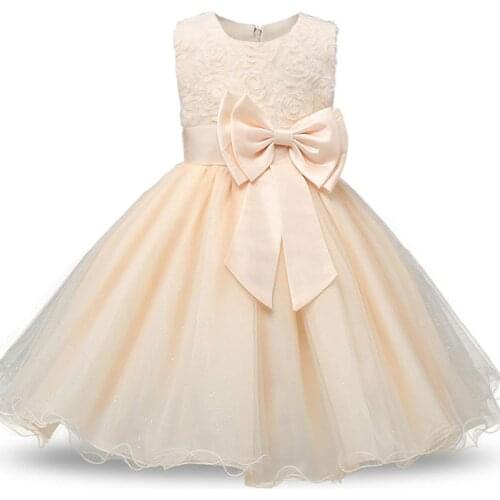 7 Colors Girls Sleeveless Knee Length Bow Knot Skirt Performance Formal Princess Host Birthday Party Dress Dignified Elegant New