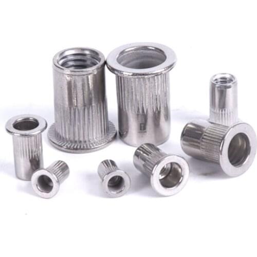 Rivet Nut Stainless Steel 304 Flat Head Metric Threaded Blind Rivet Nut Insert Rivnut Nutsert Screw M3 M4 M5 M6 M8 M10 M12