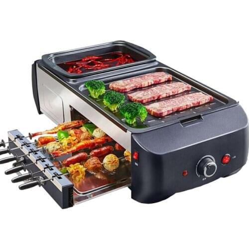 Factory High-Quality Stainless Steel Multi-Function Electric Grill One Pot Household Hot Pot Barbecue Grill Skewers Integrated