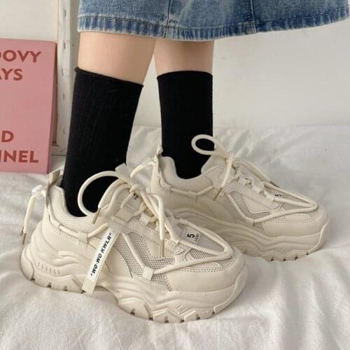 Women Sneakers 2021 Fashion Mesh Breathable Platform Shoes Womens Vulcanize Shoes Trend Sneakers Autumn Comfort Casual Dad Shoe