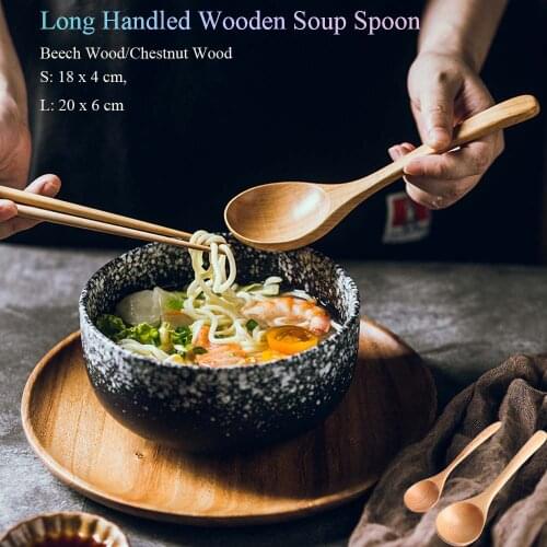 1pcs/lot Classic Natural Large Wooden Soup Spoon Big Dessert Spoon Dinner Tablespoon Easy Cleaning Kitchen Cooking Accessory