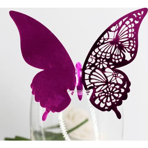 10pcs Butterfly Heart Laser Cut Table Mark Wine Glass Name Place Cards Wedding Birthday Baby Shower Christmas Supplies