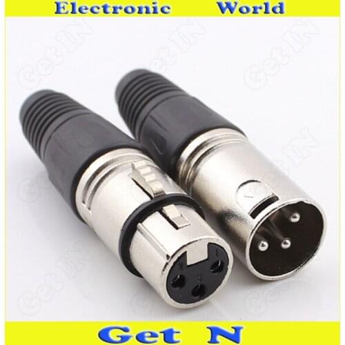 100pcs 3-Pole Female/Male Cannon XLR Connector Plug for Microphone Cannon Connector with 3 Poles
