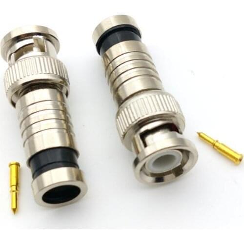 2pcs 50 OHM BNC COMPRESSION connector RG59/RG6 CCTV COAX CABLE COAXIAL