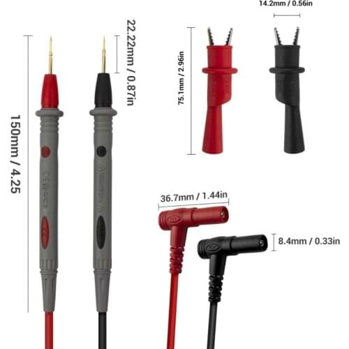 20A Gold Plated Multimeter Test Lead Probe PVC Wire Pen Cable with Alligator Clip Digital Multimeter Probe Tips
