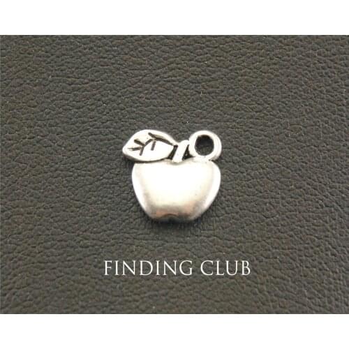 30pcs Silver Color apple mini Charm DIY Jewellery Pendant For Bracelet Necklace 10x11mm A1331