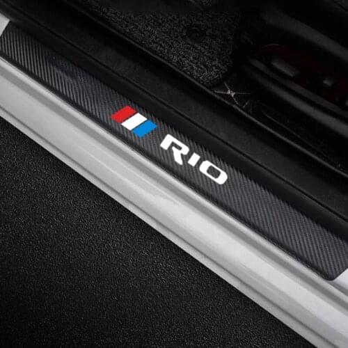 4 pcs car door sill protector carbon fiber vinyl stickers For KIA RIO 2 3 4 5 x line Car Sticker car door cover accessorie