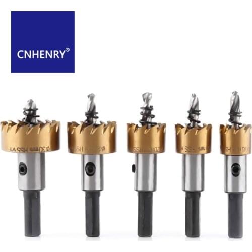 5PCS HSS Drill Bit Hole Saw Set Stainless Steel Metal 16 18.5 20 25 30mm Metal Wood Drilling Titanium Coating Hole Cut Tool