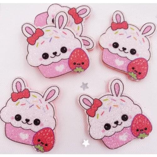 8PCS Felt Fabric Glitter Paillette Colorful Rabbit Cake Applique Wedding DIY Sewing Patch Hair Clip Accessories DIY Craft E358