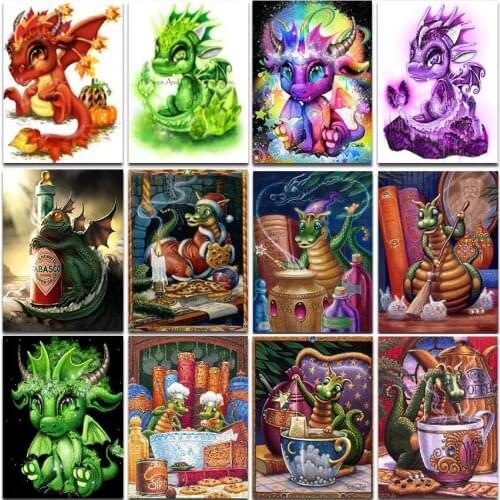 5D DIY Cartoon Art Diamond Painting Animal Dragon Square Round Diamond Mosaic Diamond Embroidery Home Decoration