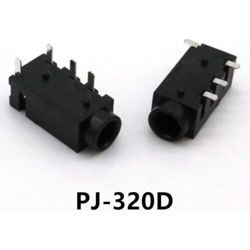 Free shipping 10/100 PCS Headphone Socket PJ320D 4-pin Patch SMD MP3 3.5 Headphone Socket PJ320D Headphone Socket