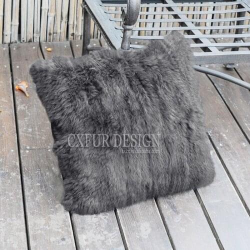Free Shipping CX-D-79G New Fashion Knitted Genuine Rabbit Fur Pillow Cover