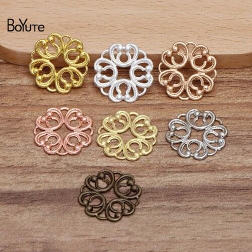 BoYuTe (100 Pieces/Lot) 20MM Flower 7 Colors Metal Brass Filigree Findings Diy Hand Made Jewelry Materials