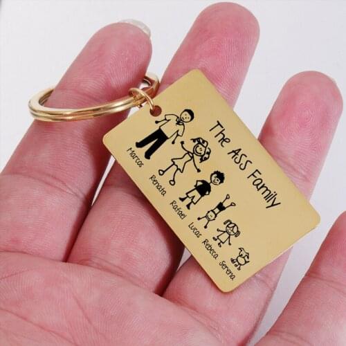 Customize Stick Figure Family Keyring,Funny Family Member Portrait Keychain,Pregnancy Mum Prensent,Dad Christmas Gift