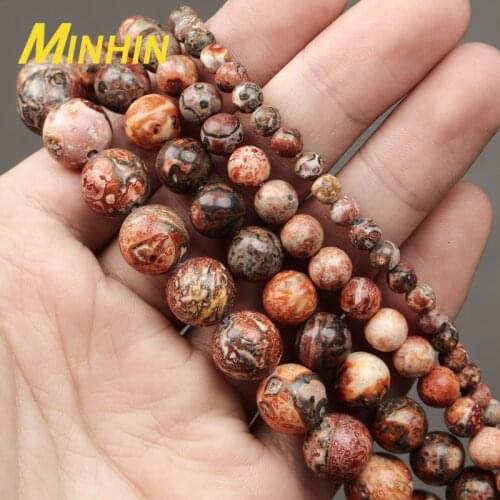 Natural 4/6/8/10mm Stone Leopard Skin Jaspers Round Loose Spacer Beads For Jewelry Making DIY Bracelet Charms Accessories 15
