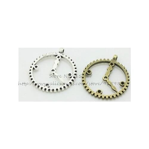 Sweet Bell (30 pieces/lot) 30*34mm two color Metal Alloy Watches Clock Charms Jewelry Pendant Charms 5B853