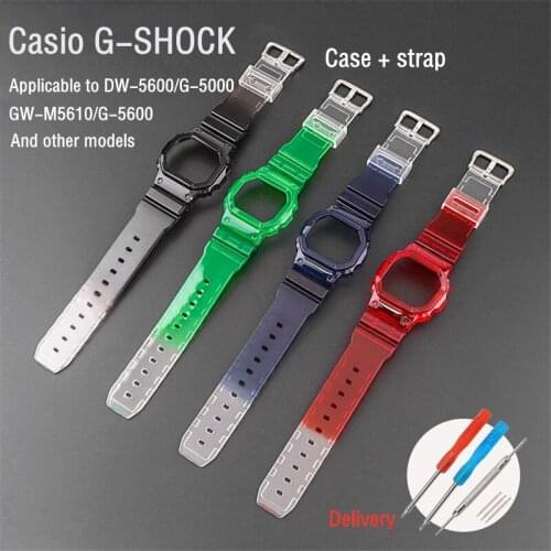 TPU Watch Case Strap for Casio Bracelet Replacement G-Shock DW-5600 5000 GW-M5610 G-5600 GLX-5600 Refit Wrist Band Accessories