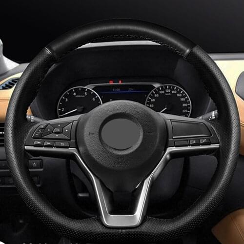 DIY Black Faux Leather Car Steering Wheel Cover For Nissan X-TRAIL Teana Qashqai Sylphy KIcks Patrol Terra Hand-stitched