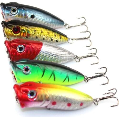 Hiumi 5Pcs 6.5cm 13g Big mouth bait Fishing Lure Fishing Floating Popper Poper Lure Hooks Bait Crankbait (2.56 inch 0.46 oz)