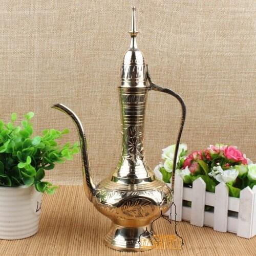 India Pakistan imported bronze hand carved bronze flagon Jinhua fine gold brass decorative pots