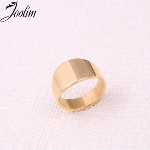 Joolim High End 18K Gold PVD New Symple Smooth Lasurite Rings for Women Stainless Steel Jewelry Wholesale