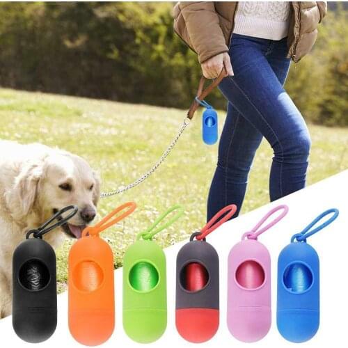 Pet Dog Poop Bag Dispenser Waste Garbage Bags Carrier Holder Dispenser + Poop Bags 15pcs/Set Pet Dog Waste Poop Bag