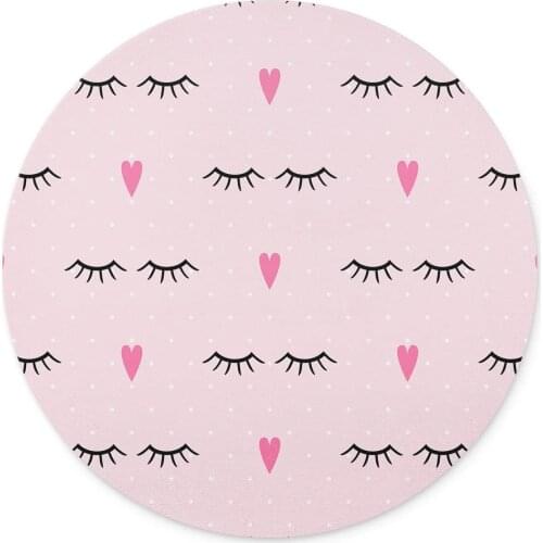 Pink Hearts and Closed Eyes Mouse pad-Non-Slip Rubber Round Mousepad-Applies to Games，Home, School,Office Mouse pad