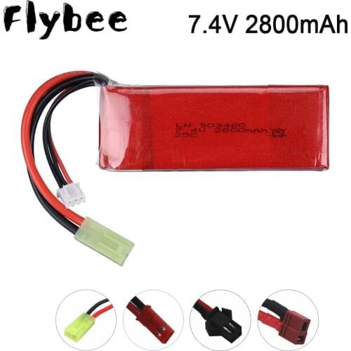 7.4V Lipo Battery for FT009 Udi UDI902 RC Boat 144001 A959 12428 12423 RC Car Spare Parts 2S 7.4 V 2800 Mah 25C RC Toys Battery