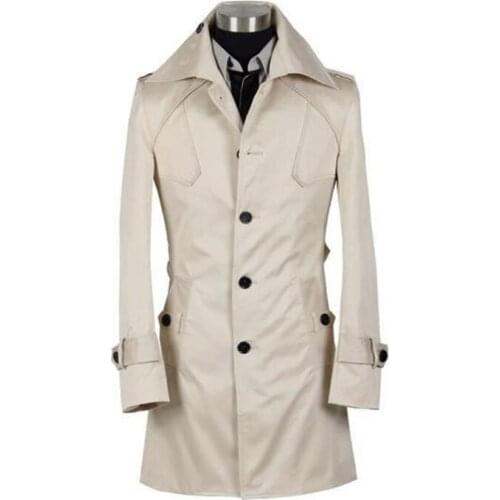 Mens trench coats beige man single-breasted coat men clothes slim overcoat long sleeve spring autumn big size S - 9XL