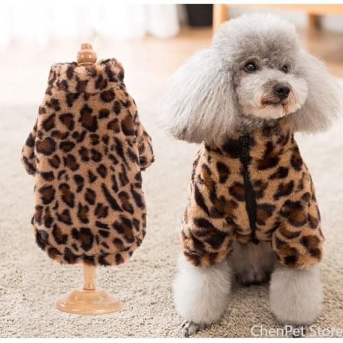 Soft Fashion Design Dog Clothes Schnauzer Leopard Printing Dog Pajamas Costume French Bulldog Christmas Gift Pet Jackets Hoodies