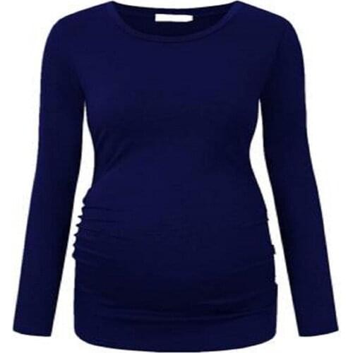 Casual Pregnant Maternity Long Sleeve Shirt Clothes Nursing Women Pregnancy Ruched Solid Tops Blouse одежда для беременных