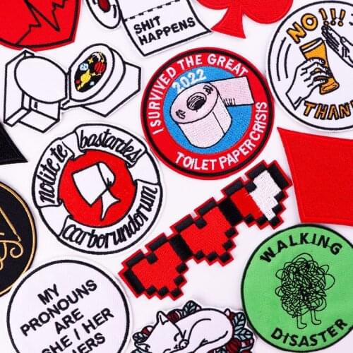 I SURVIVED THE GREAT TOILET PAPER TP CRISIS 2020 Embroidered Patches On Clothes Letter Applique Iron On Patches For Clothing