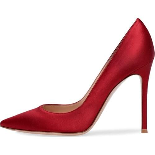 2021 spring new extra large satin cloth pointed high heels shallow mouth single shoes banquet dress wedding bridal shoes women