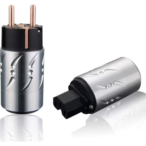New Viborg VE502+VF502 Aluminium Pure Copper Schuko Power Plug European standard Power Connector IEC Female Plug