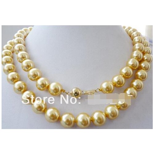 10mm South yellow sea shell imitation pearl necklace 34 ">>> free shipping