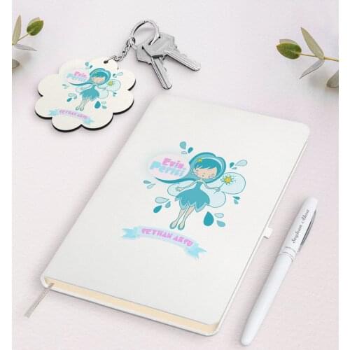 Personalized House Fairy White Notebook Pen and Keychain Gift Set-4 Reliable Quality Gift Casual Design Moment