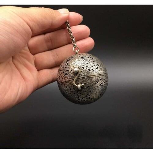 Pendant antique copper aromatherapy ball hollow mini home incense ball backflow incense burner sachet ball pendant tea ceremon