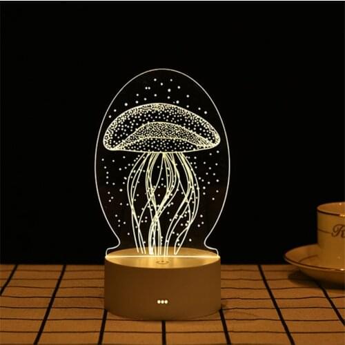 Jellyfish Holiday Lighting Christmas Decorations for Home 3D Acrylic USB Night Light Xmas Gift Lights for Outside House Warm Led