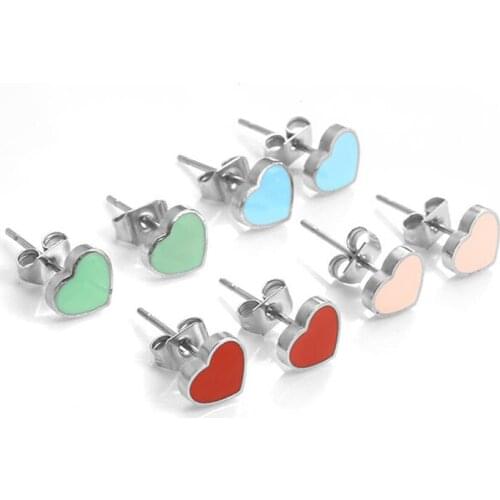 Heart-shaped stud earrings for women female kpop korean stainless steel brincos earing 2020 new fashion accessories jewelry
