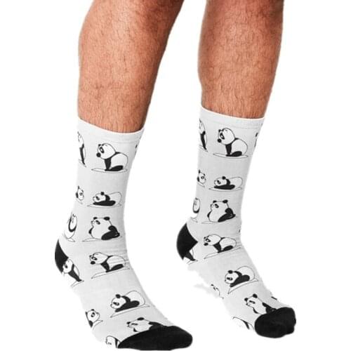 2021 Funny Socks Men harajuku Panda Yoga Printed Happy hip hop Men Socks Novelty Skateboard Crew Casual Crazy Socks