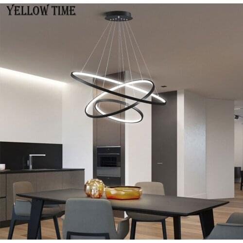 Modern Led Chandelier 3/4/5 Circle Rings Chandelier Ceiling Light For Living room Bedroom Kitchen Dining room Home Hanging Lamp