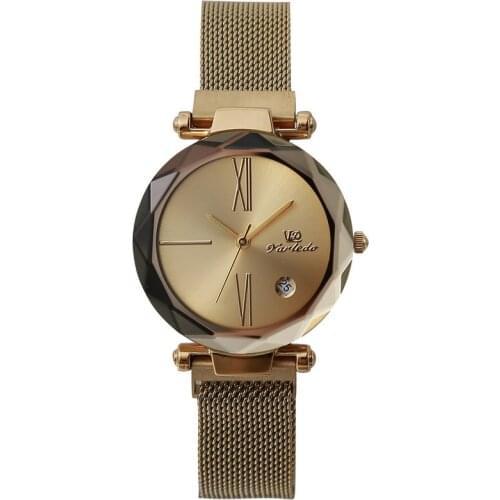 Varledo Women Magnet Mesh Buckle watch Geometric Surface Quartz Ladies Fashion Women Starry Magnetic Buckle Bracelet Watches
