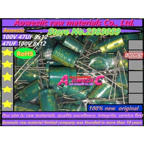 Aoweziic 100 PCS 100V 47UF 8*12 high frequency LED power supply is commonly used as electrolytic capacitor 47UF 100V 8X12